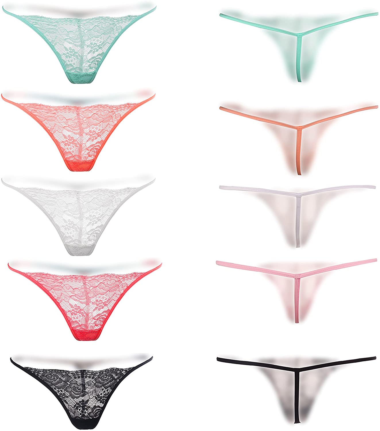 Price:$10.99 Stretch Thong Underwear Pack of 5 G-String T-Back Thong Panties Seamless Stretch Thongs: Clothing, Shoes & Jewelry