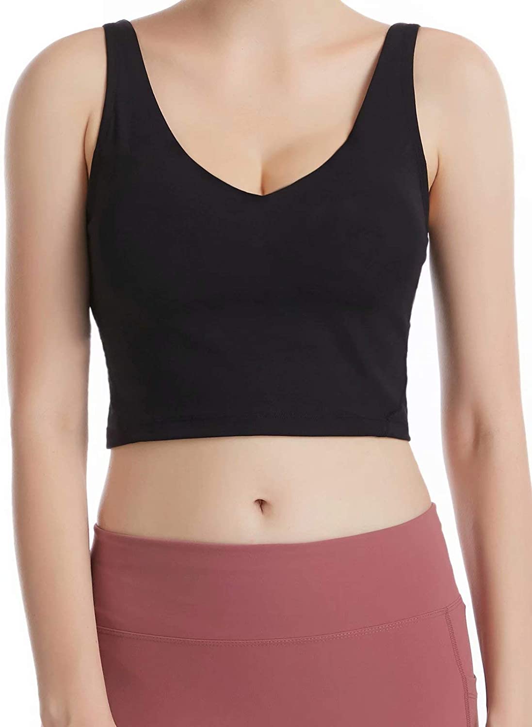 Price:$16.98 Tops for Women Sports Bra Longline Camisole Yoga Tank Crop Tops for Teen Girls at Amazon Women’s Clothing store