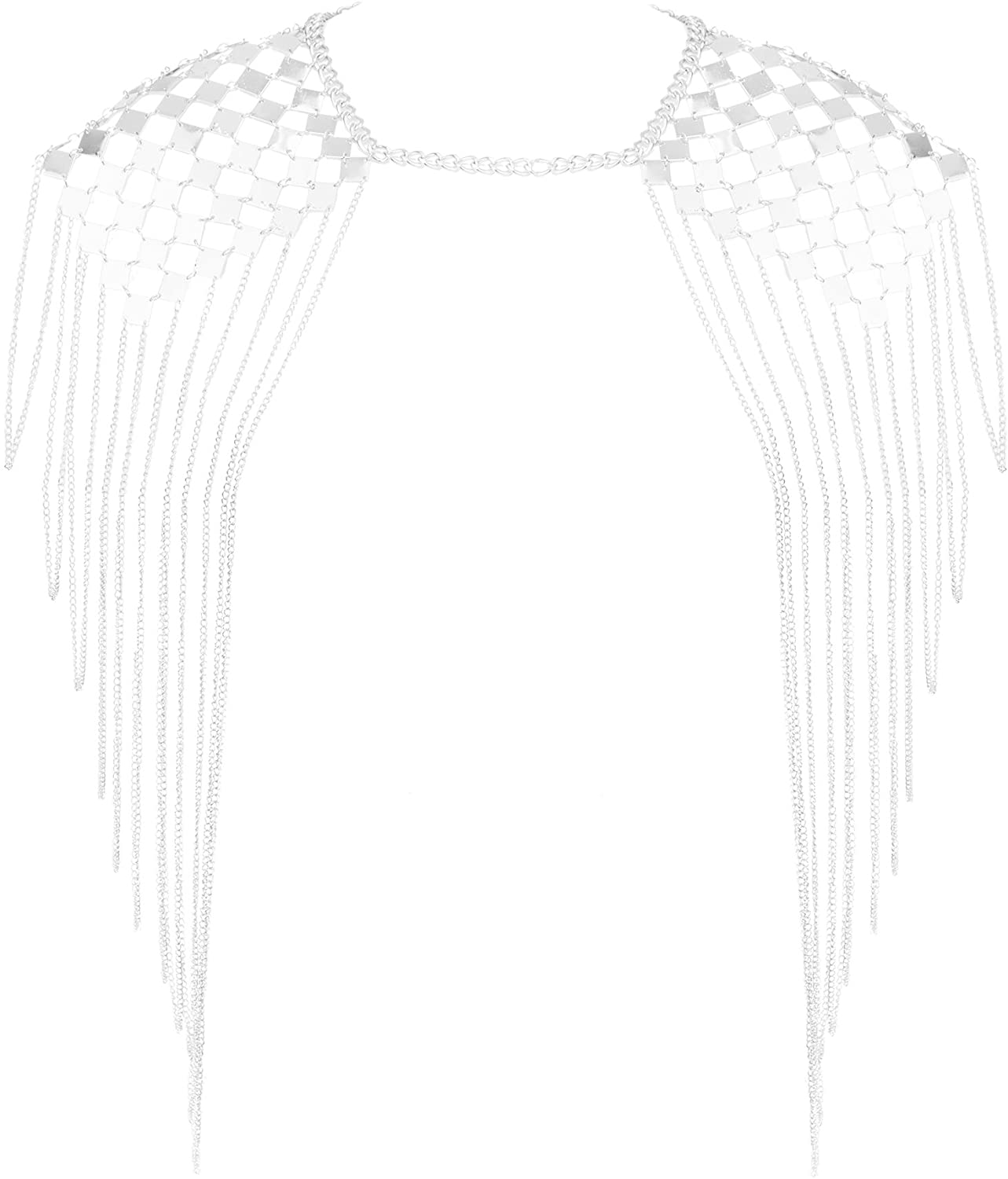 Price:$17.29 Harness Bikini Body Link Epaulet Shoulder Chain Necklace Collar Dangling Tassel Silver Tone : Clothing, Shoes & Jewelry