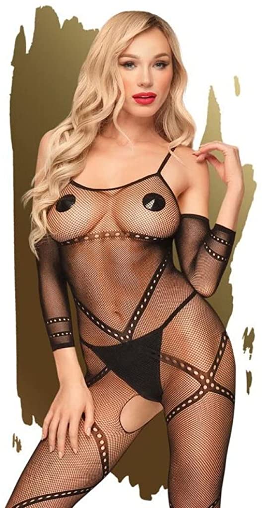 Price:$13.95 Lingerie Under Arrest Sheer Criss Cross Bodystocking with Open Crotch - Sexy Lingerie for Women - Black: Clothing, Shoes & Jewelry