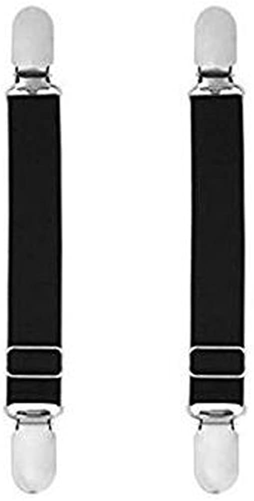 Price:$9.99 Pair Adjustable Elastic Stocking Clip Suspender Garter Straight Belt Straps Shirt Sock Stays Holder with Metal Clasp (Black) at Amazon Men’s Clothing store