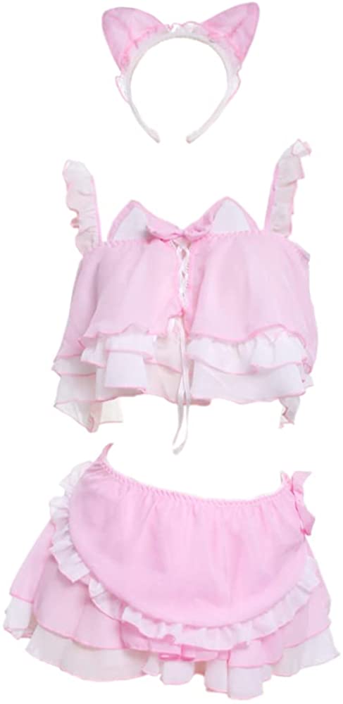 Price:$15.99 Womens Sexy Chiffon Lingerie Set Lolita Ruffle Underwear Panties Bondage Nightwear (YSE2276-1): Clothing, Shoes & Jewelry