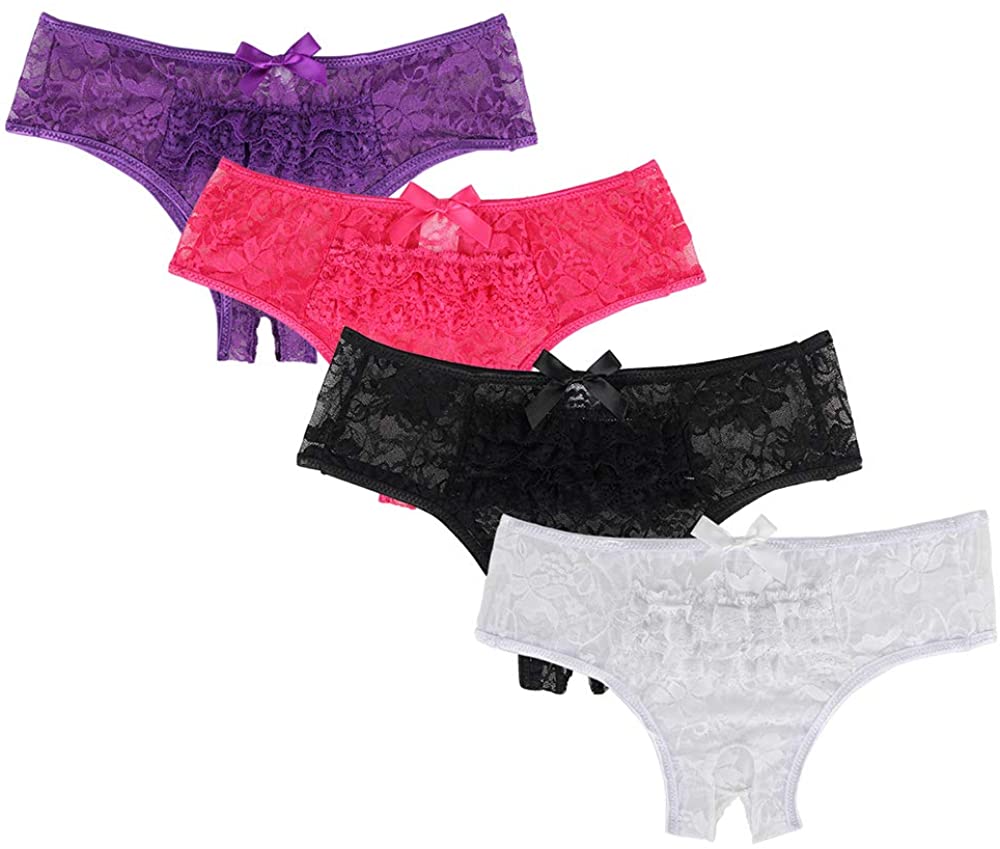 Price:$7.99 Women's Hipster Lace Trim Underwear Cheeky No Show Panties Sheer Plus Size Low Rise Underpants Briefs at Amazon Women’s Clothing store