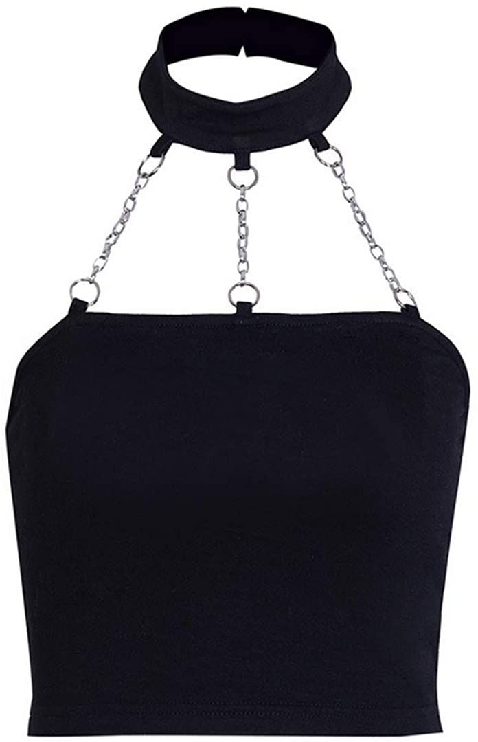 Price:$6.99 Womens Crop Top Tank Metallic Reflective Holographic Spaghetti Camisole at Amazon Women’s Clothing store