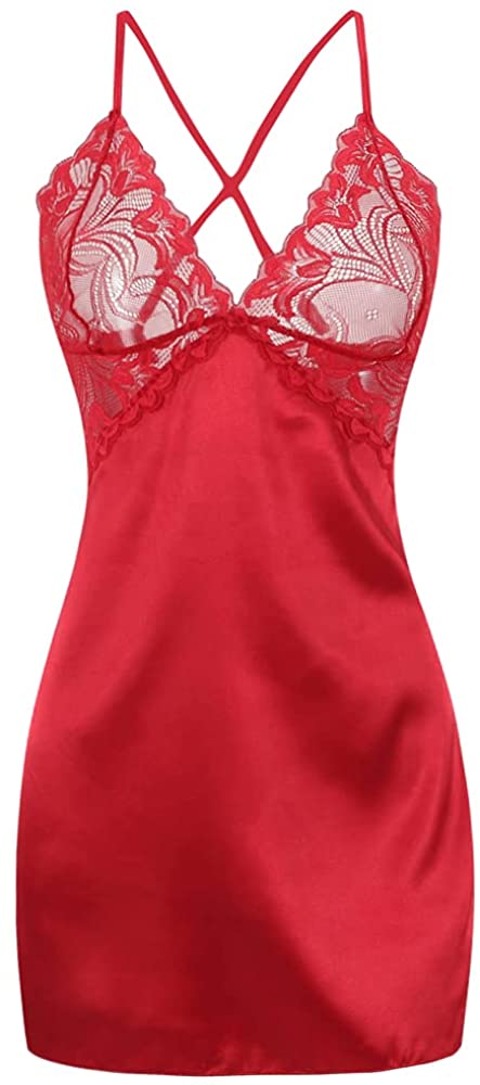 Price:$9.98 Women Lingerie Nightwear Sexy V Neck Chemise Lace Strap Babydoll Sleepwear at Amazon Women’s Clothing store