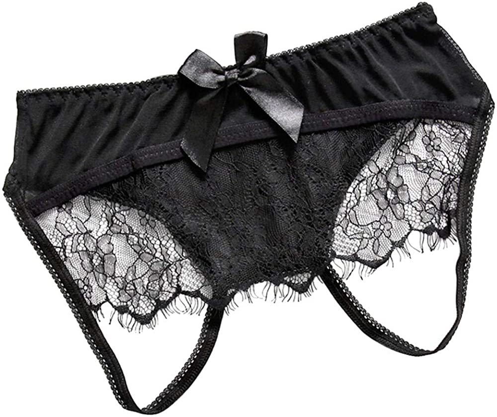 Price:$10.99 Women Sexy Panties Open Butt Underwear Sexy Crotchless Thongs with Bowknot Black: Clothing, Shoes & Jewelry