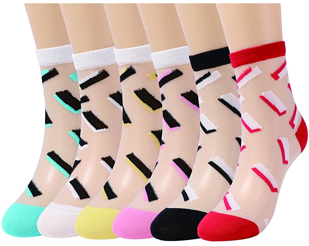 Price:$15.99 6P Pack Sheer Mesh Transparent Socks Ultrathin Fishnet Ankle Sock (US 9-11, Mix) : Clothing, Shoes & Jewelry