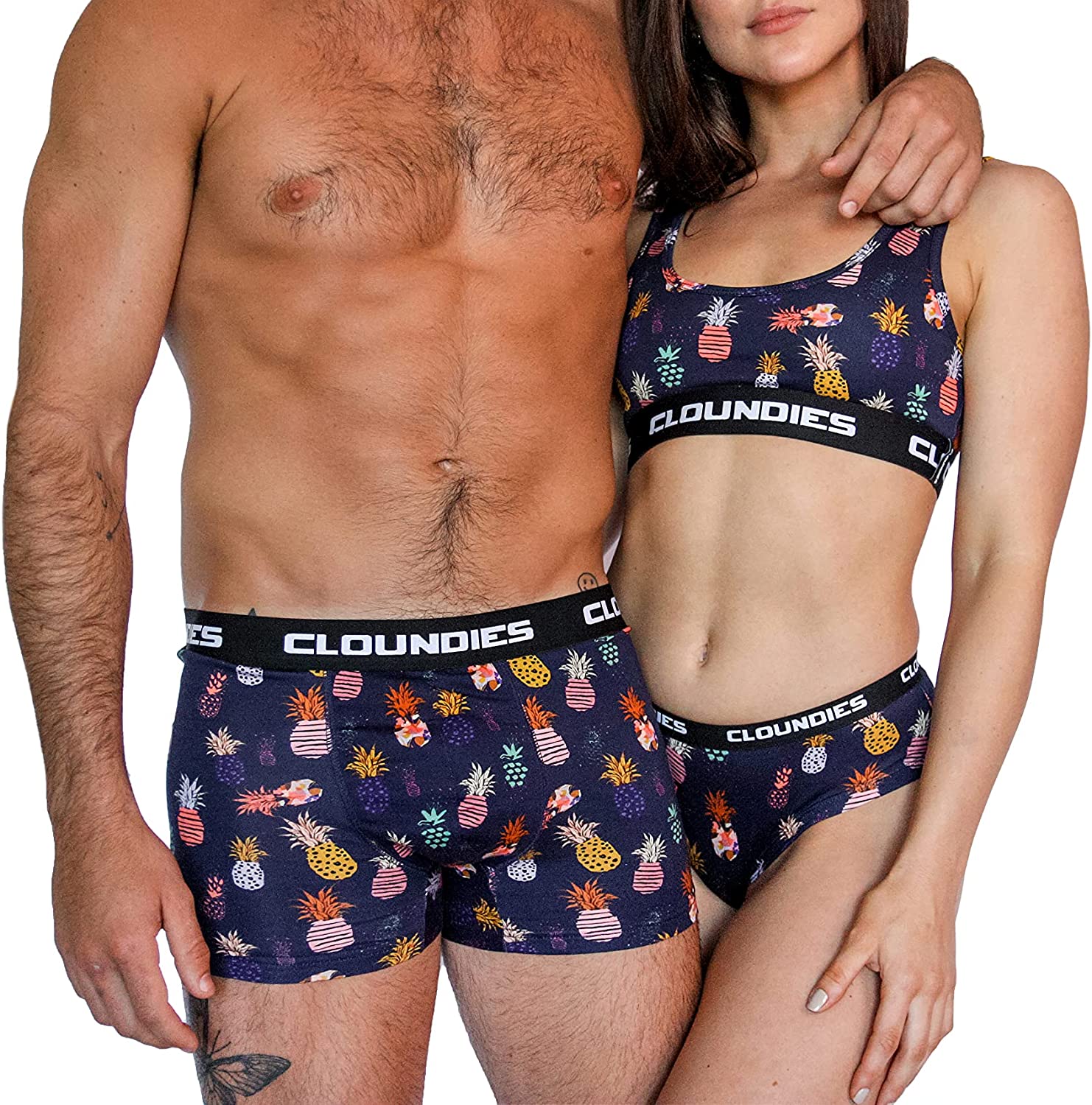 Price:$19.90 Matching Underwear for Couples - Pineapple Design Cotton Undies Set with Socks - His and Hers Gifts at Amazon Women’s Clothing store