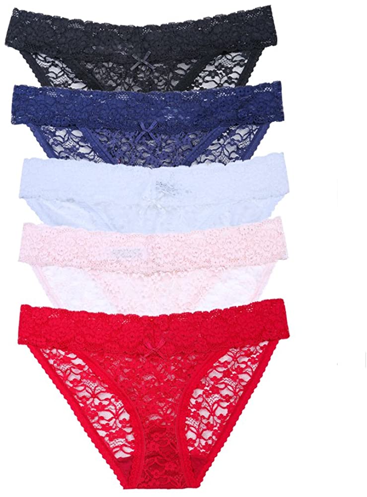 Price:$12.90 Women's Ultrathin Sexy Full Lace Panties with Low-Waistline High Slit Bikinis Thong Underwear at Amazon Women’s Clothing store