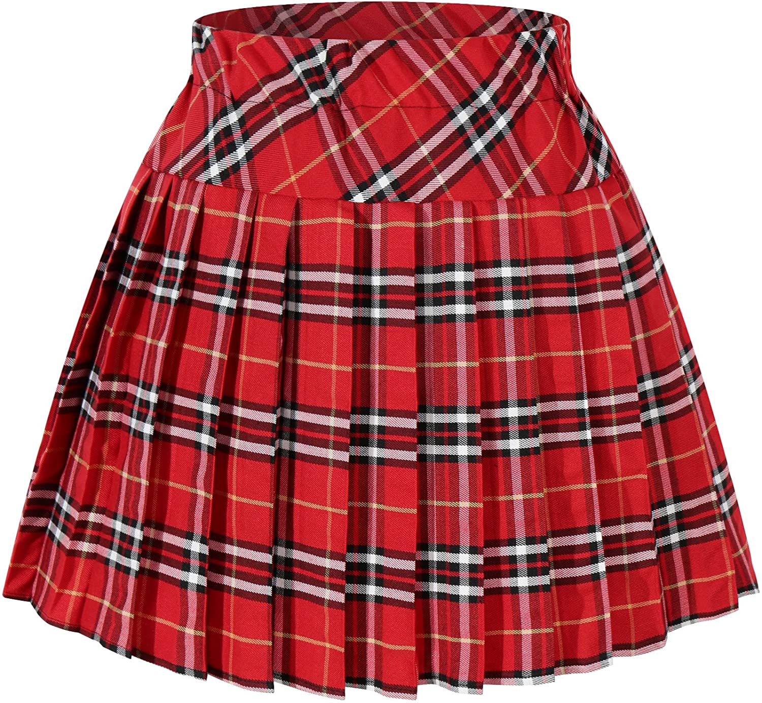 Price:$18.99 Short Plaid Elasticated Pleated Skirt School Uniform at Amazon Women’s Clothing store