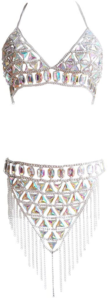 Price:$39.99 Jennie Beach Sexy Halloween Colorful Suit Body Chain (Silvery Color) : Clothing, Shoes & Jewelry