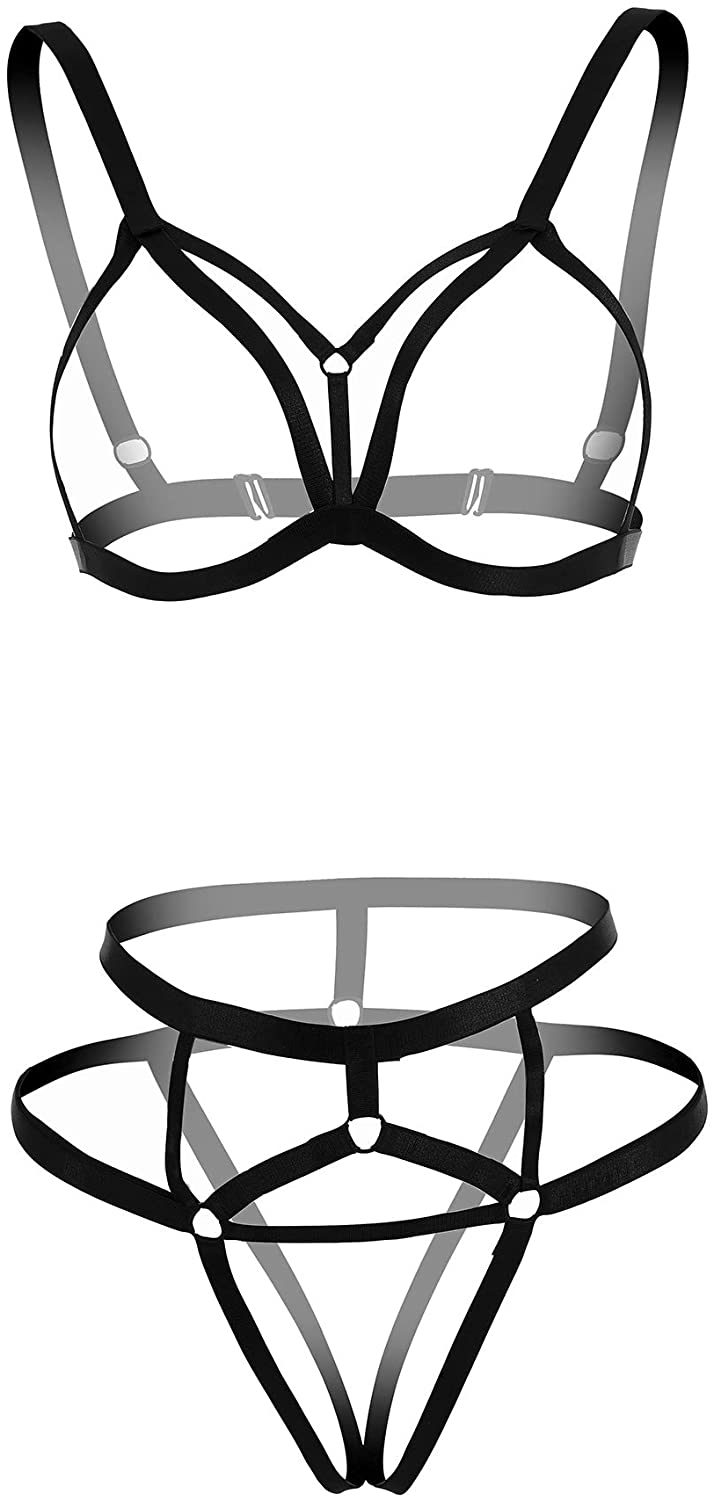Price:$5.99 Women Body Harness Bra Elastic Strappy Panties Sexy Lingerie Set Goth: Clothing, Shoes & Jewelry