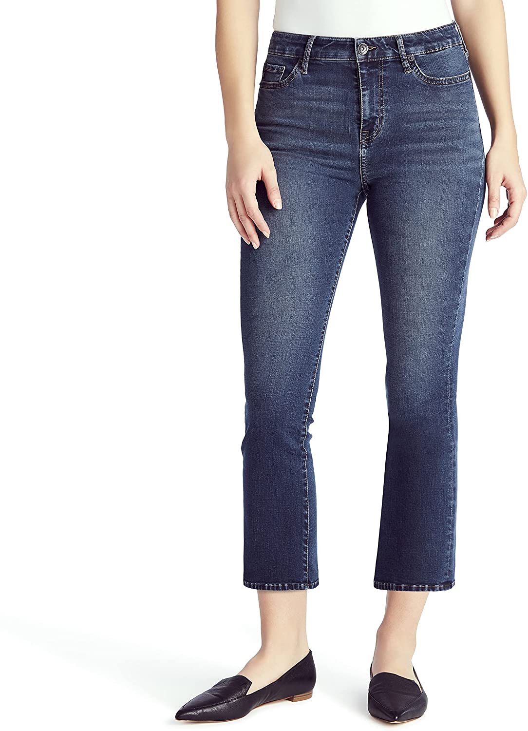 Price:$47.19 Jeans Women's Plus Size Mid Rise Crop Kick Jean, Addison, 14W at Amazon Women's Jeans store