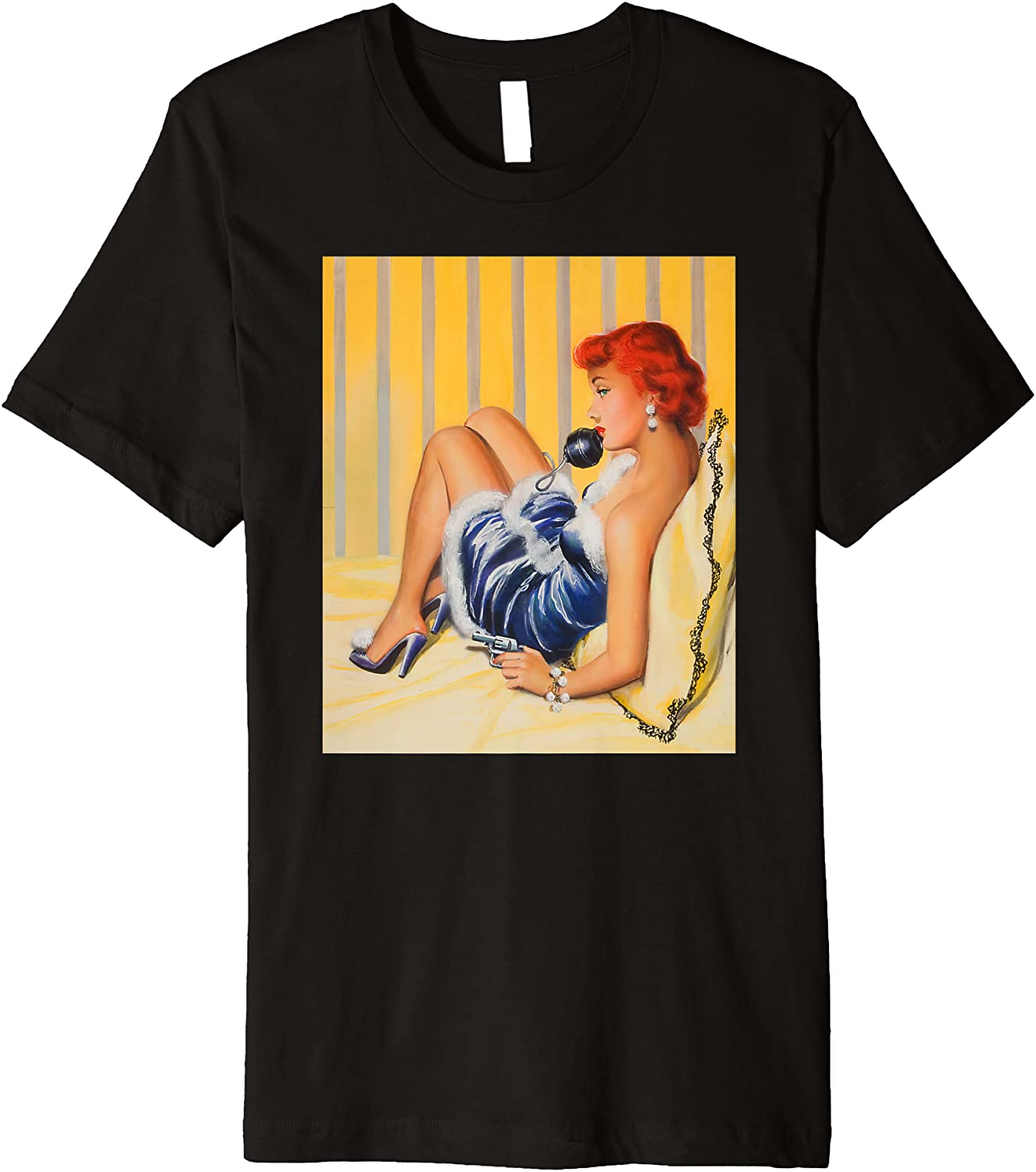 Price:$19.99 Up Hot Girl Redhead Ginger in Heels-Vintage Pinup Girl Premium T-Shirt : Clothing, Shoes & Jewelry