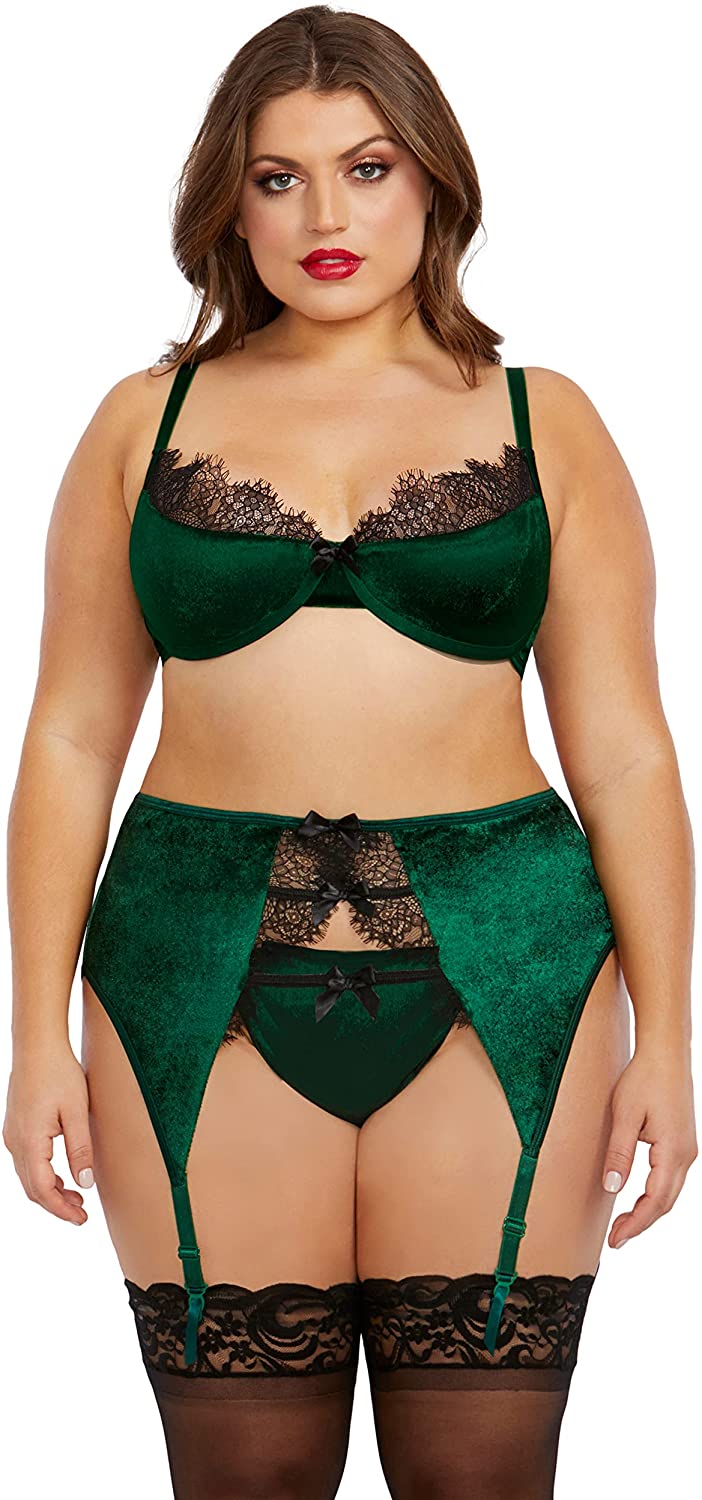 Price:$36.49 womens Velvet Garterbelt Set: Clothing, Shoes & Jewelry