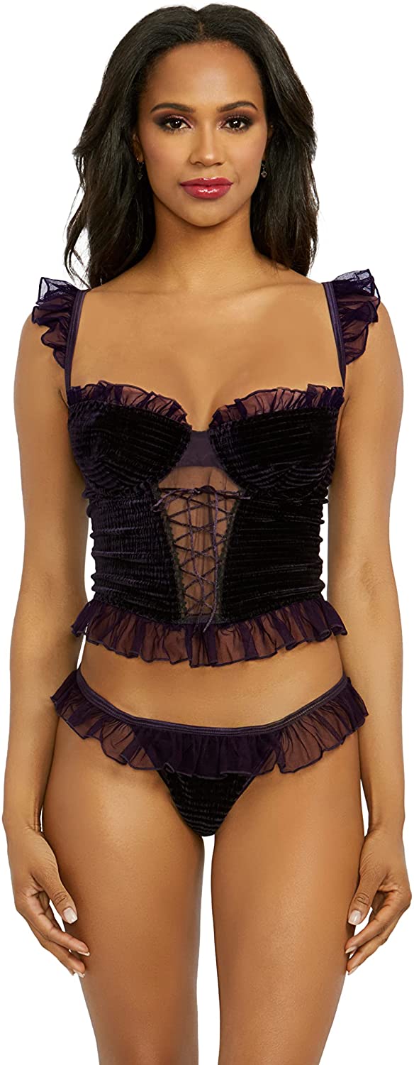 Price:$29.03 womens Ruffled Bustier Set: Clothing, Shoes & Jewelry