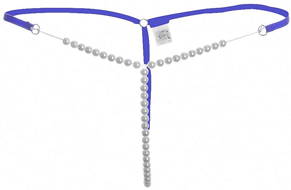 Price:$8.98 Women Pearl G String Elastic Briefs Thongs Briefs Seamless G-String Panties Blue : Clothing, Shoes & Jewelry