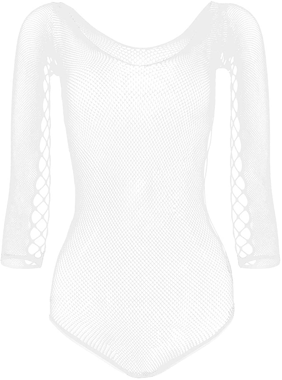 Price:$5.99 GIRL Women Fishnet Lingere BadyDolls Chemise Long Sleeve Stocking Dress Size US2-18 White at Amazon Women’s Clothing store