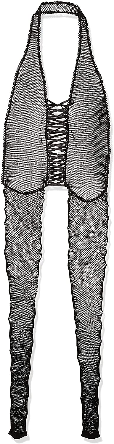 Price:$12.99 Avenue Women's Bare Bottom Fishnet Halter Bodystocking, Black, One Size: Clothing, Shoes & Jewelry