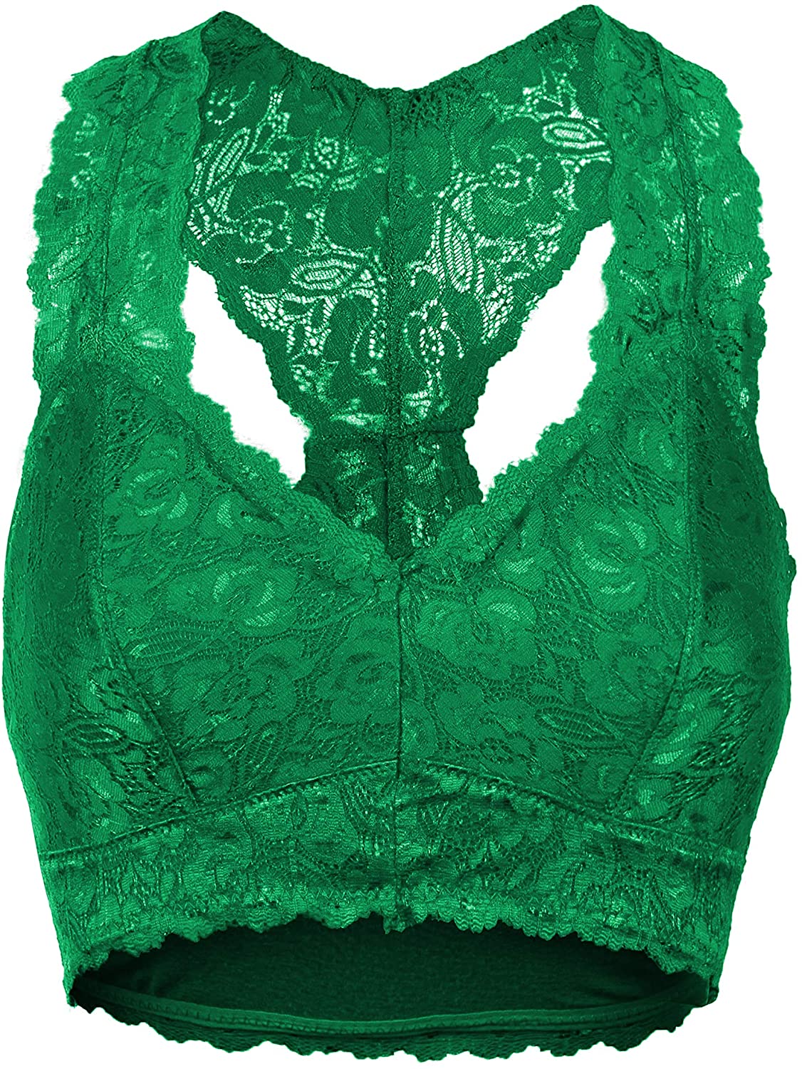 Price:$13.95 & Plus Floral Lace Bralette Padded Breathable Sexy Racerback Lace Bra Pads (S~3XL) at Amazon Women’s Clothing store