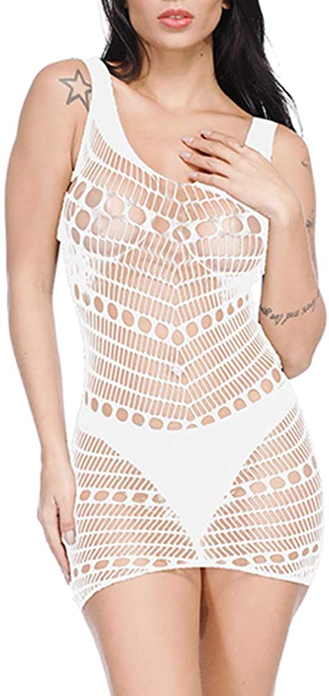 Price:$9.99 Women Lingerie Mesh Bodysuit One Piece Babydoll Free Size Fishnet Dress Grey: Clothing, Shoes & Jewelry