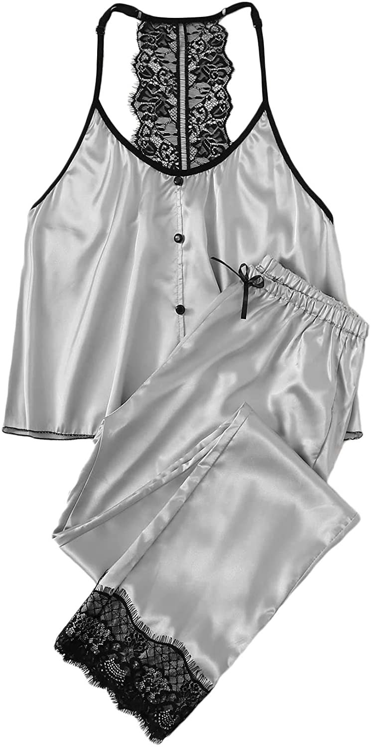 Price:$14.99 Women's Lace Satin Sleepwear Cami Top and Shorts Pajama Set : Clothing, Shoes & Jewelry