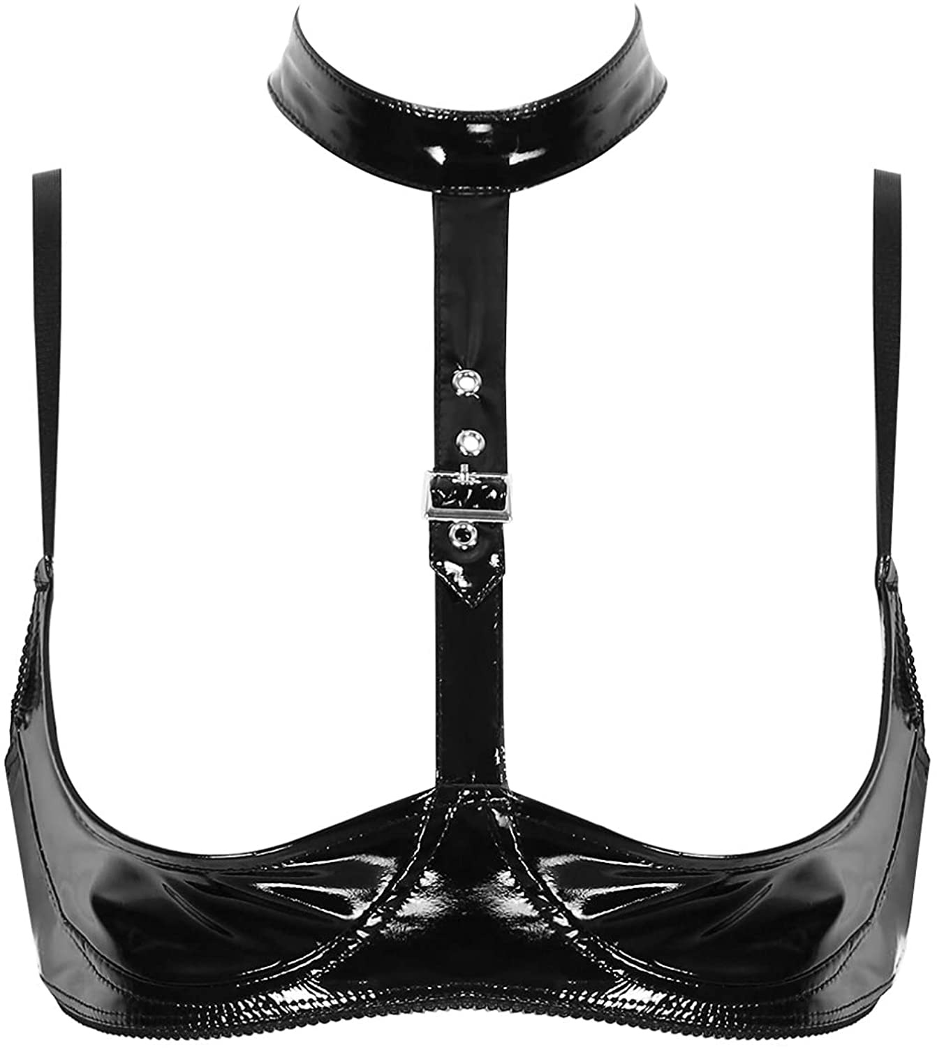 Price:$7.95 Women's PVC Leather Sexy Lingerie Tops Cage Bra Cupless Bralette Adjustable Clubwear: Clothing, Shoes & Jewelry