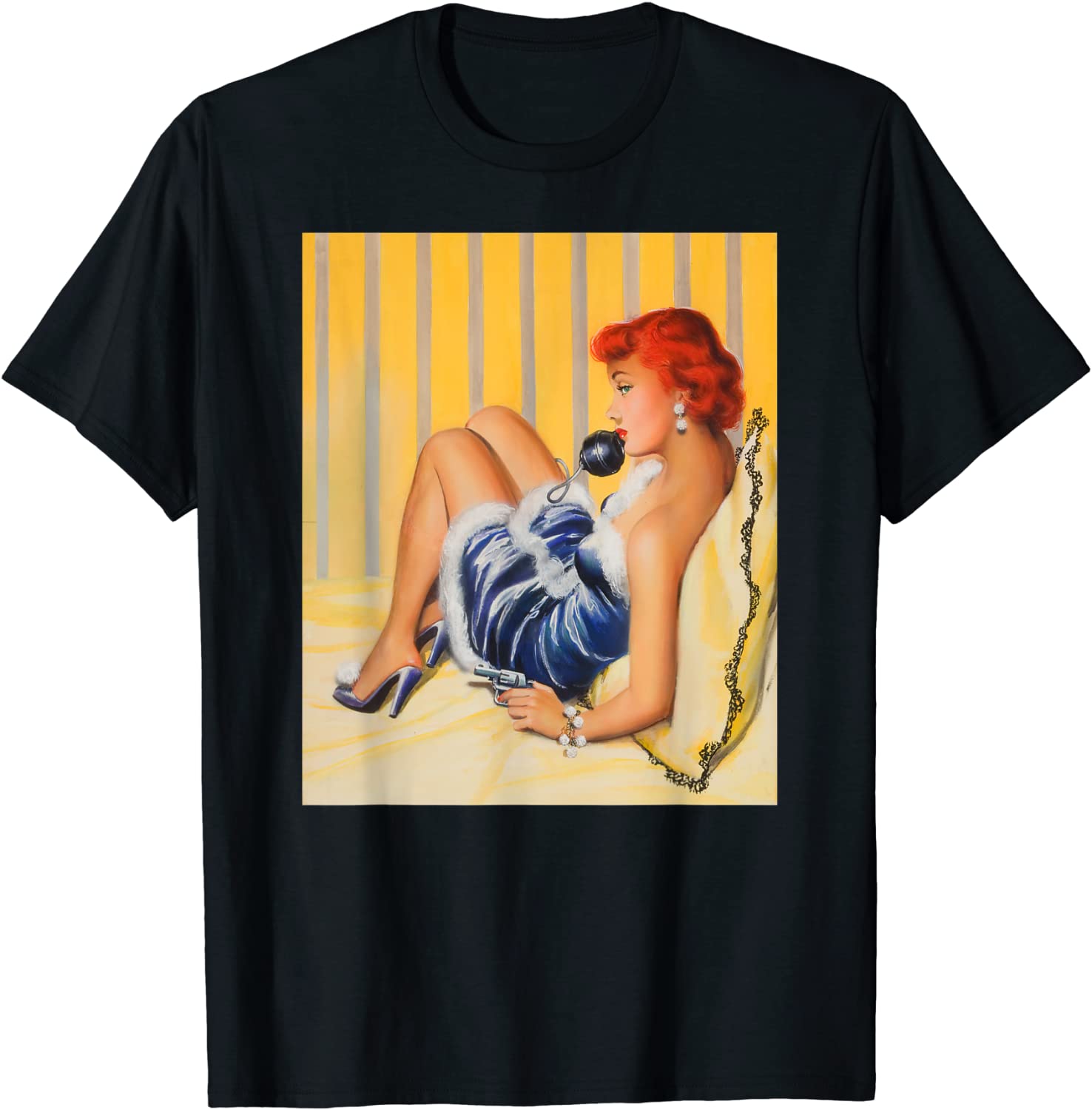 Price:$16.95 Up Hot Girl Redhead Ginger in Heels-Vintage Pinup Girl T-Shirt : Clothing, Shoes & Jewelry
