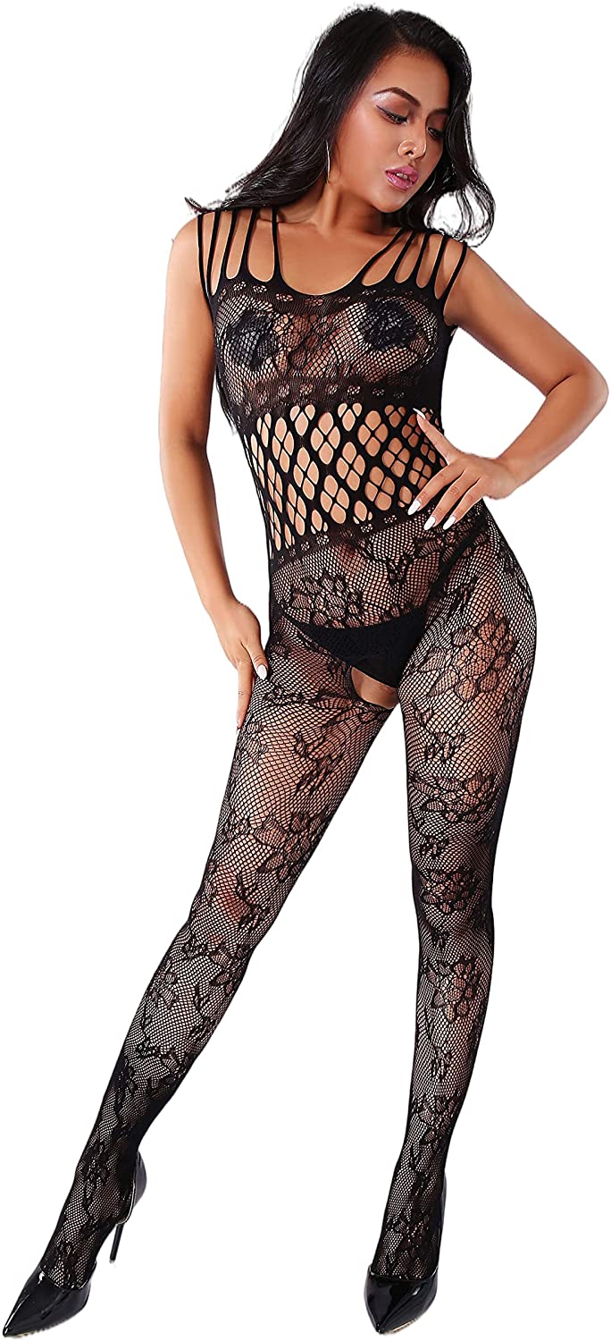 Price:$18.99 Dolcetto Women Lingerie Fishnet Bodystockings Sexy Tight Nightwear One Piece Bodysuit Plus Size Black: Clothing, Shoes & Jewelry