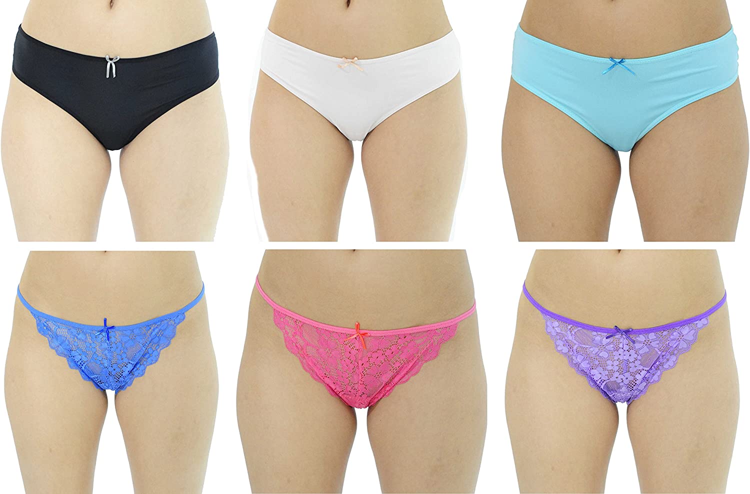 Price:$14.99 Intimates Thongs Panties for Women (Pack of 6) : Clothing, Shoes & Jewelry