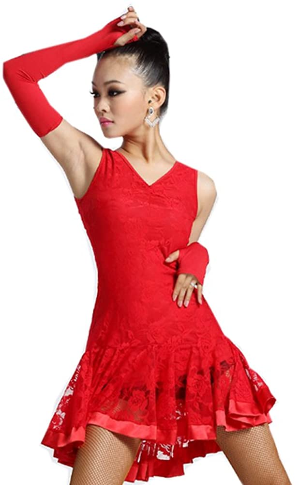 Price:$23.00 Latin Dance Dress Dance Training Dress Ballroom Dance Skirt Adult Performance Costume Lace Dance Dress Practice Dress : Clothing, Shoes & Jewelry
