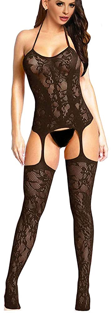 Price:$13.99 Sexy Seamless Lingerie Bodysuit Chemise Nightwear Attached Bodystockings for Women (Black): Clothing, Shoes & Jewelry