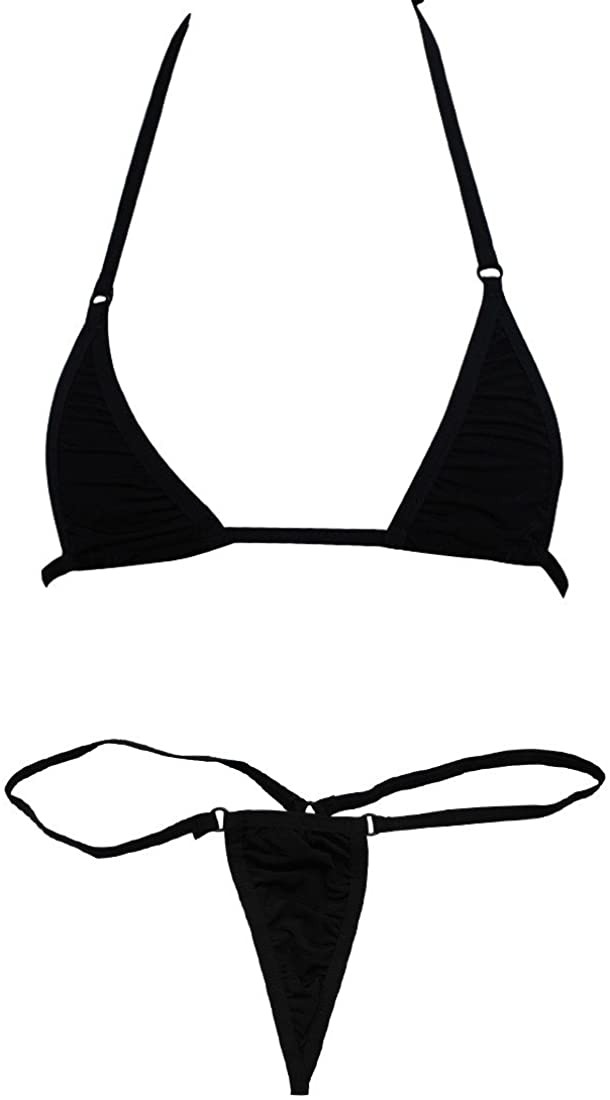 Price:$14.95 Women's Sexy Halterneck Tops Micro Thong Swimwear 2 Pieces Cutout Brazilian Bikini Set Swimsuit Black One Size : Clothing, Shoes & Jewelry