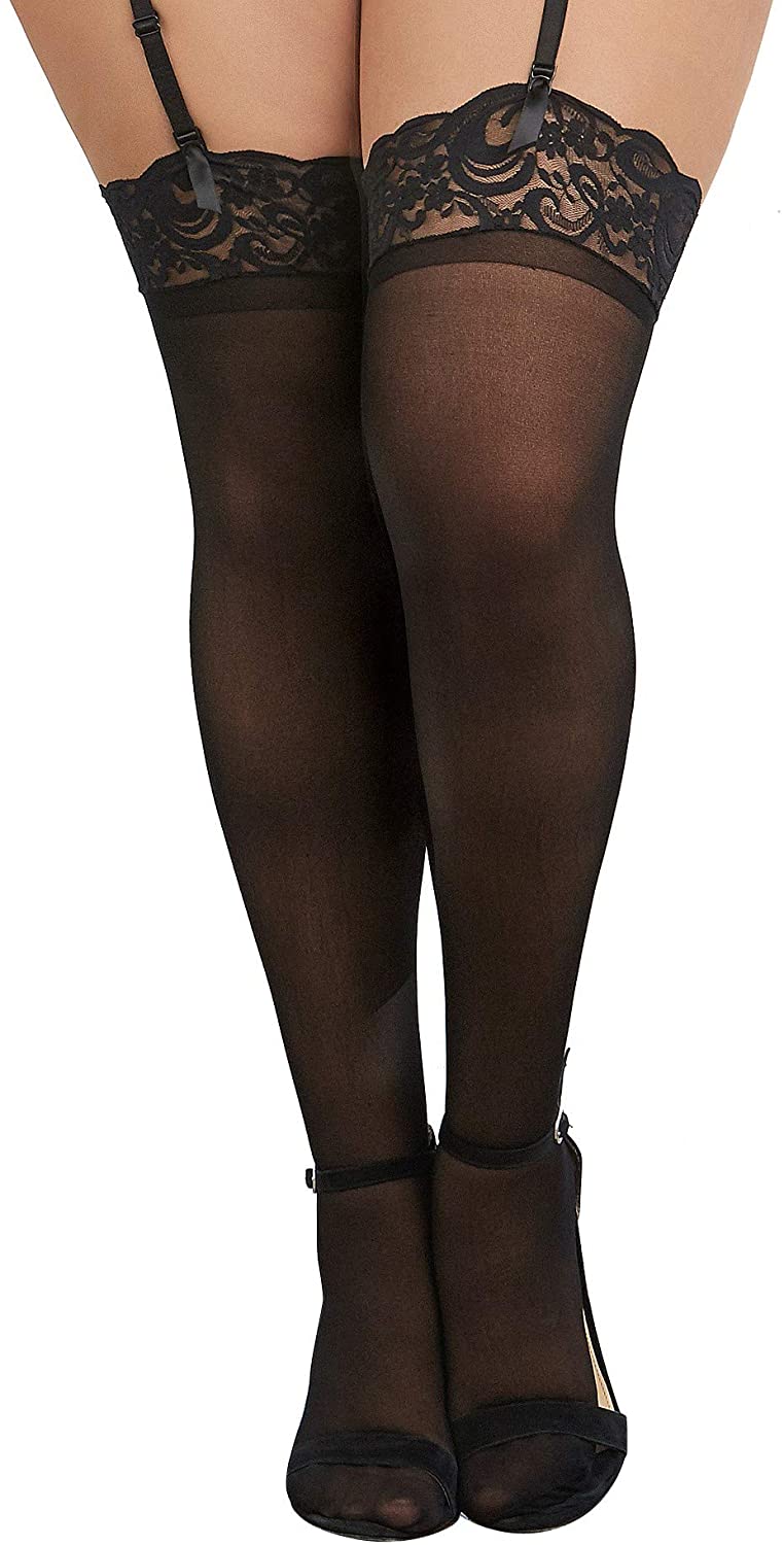 Price:$8.76 Women's Sheer Thigh-High Stockings with Silicone Lace Top: Clothing, Shoes & Jewelry