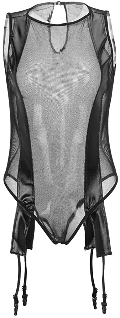 Price:$25.98 Women Lace Lingerie Leather Mesh Patchwork Bodysuit: Clothing, Shoes & Jewelry