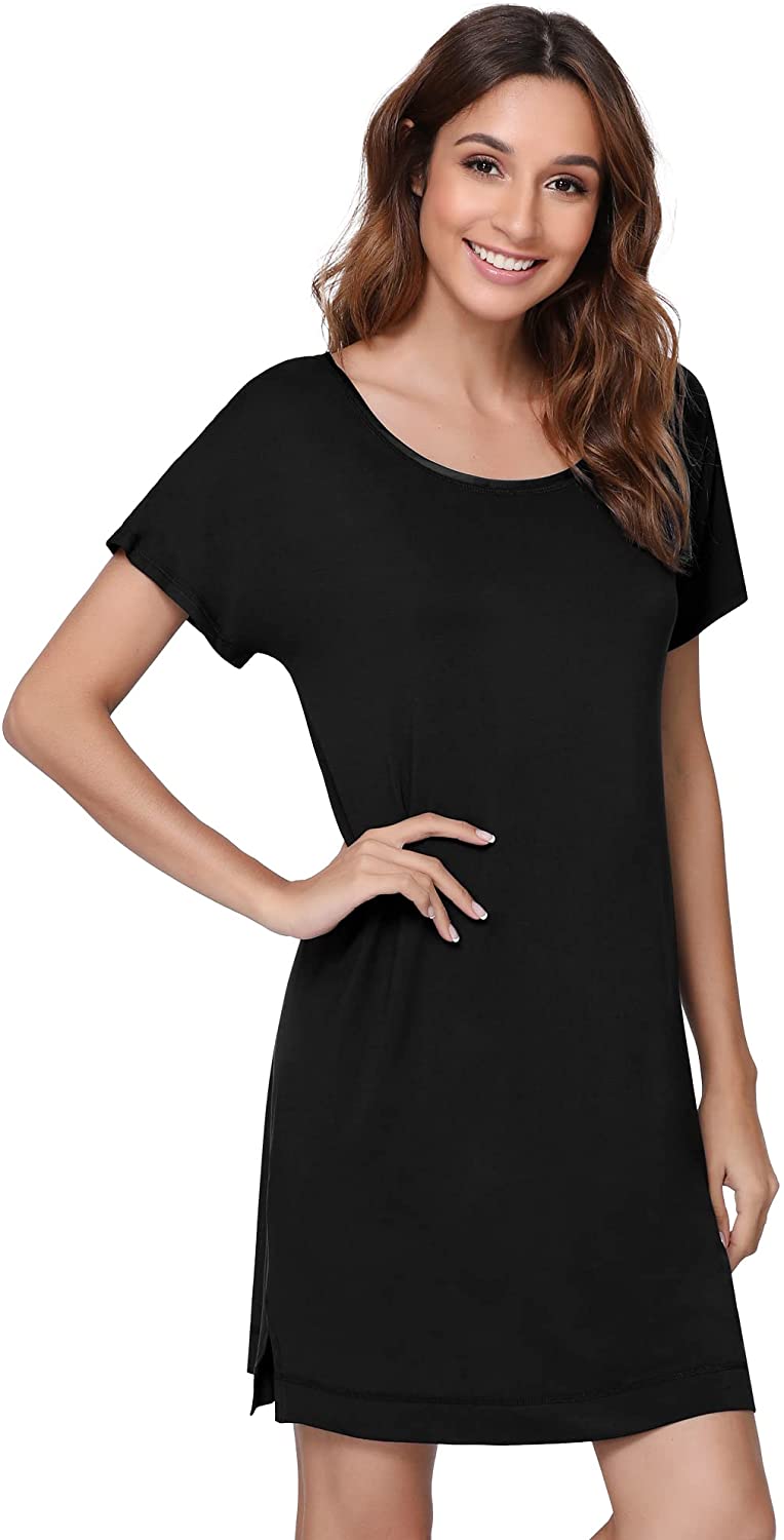 Price:$27.99 Soft Bamboo Nightgowns for Women Sleep Shirts Lightweight Short Sleeve Lounge Dress Plus Size Sleepwear S-4X at Amazon Women’s Clothing store