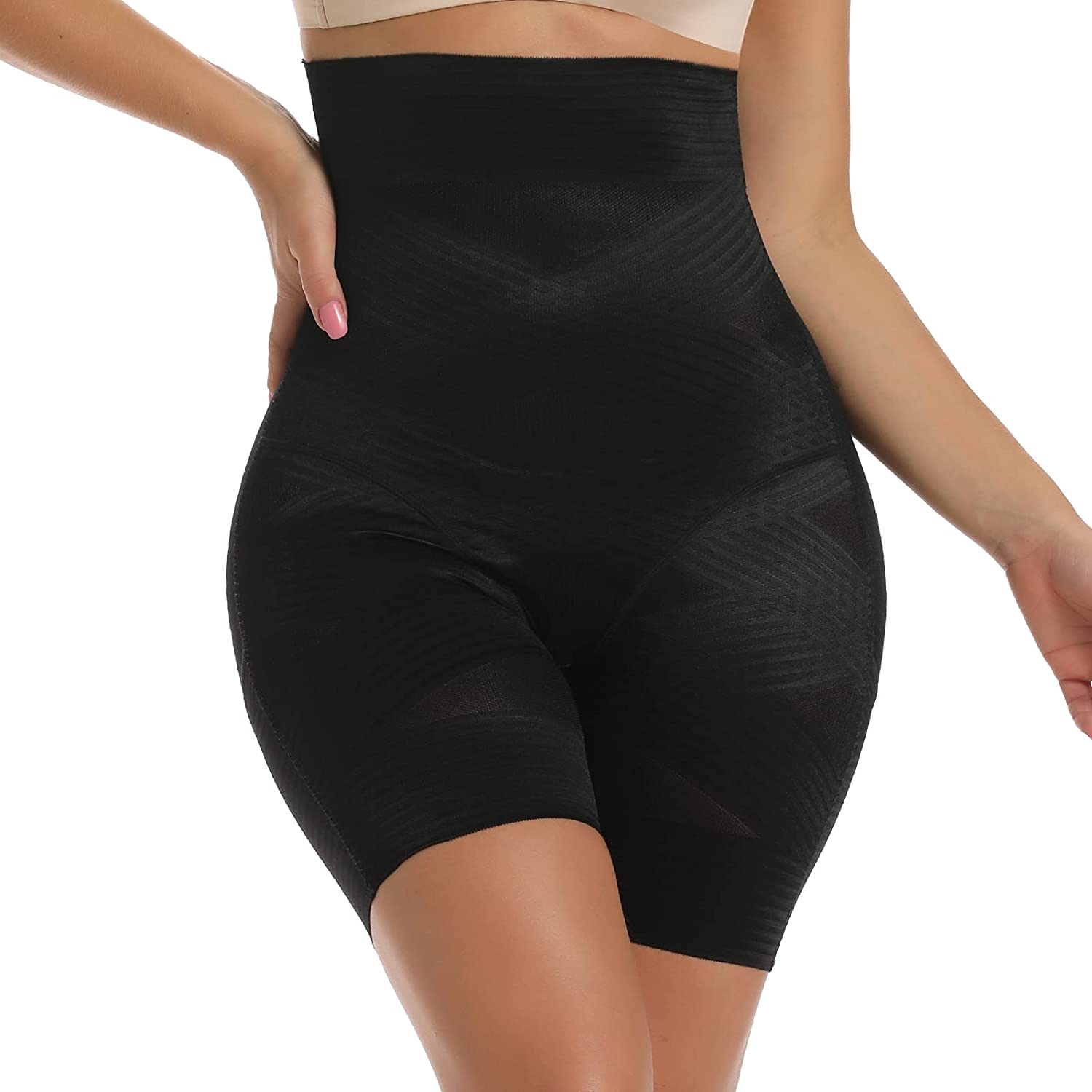 Price:$24.99 Women Tummy Control Shapewear Shorts, High Waist Thigh Slimmers, Slip Shorts Shaper Panties at Amazon Women’s Clothing store