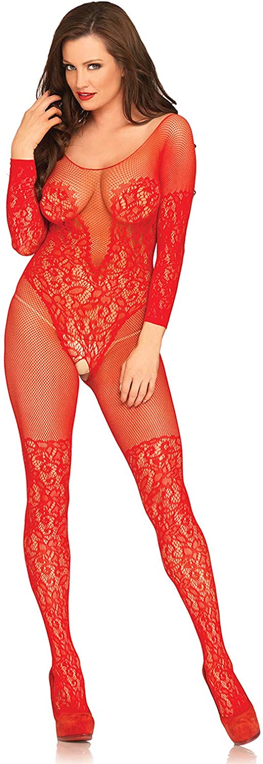Price:$16.30 Avenue womens Vine Lace and Net Long Sleeve Crotchless Bodystocking: Clothing, Shoes & Jewelry