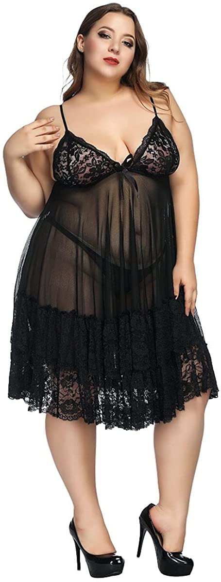 Price:$8.99 Plus Size Lingerie for Women Lace Babydoll Sleepwear Boudoir Outfits Plus Size Langeray Fat and Pregrandt Lady SleepingSuit at Amazon Women’s Clothing store