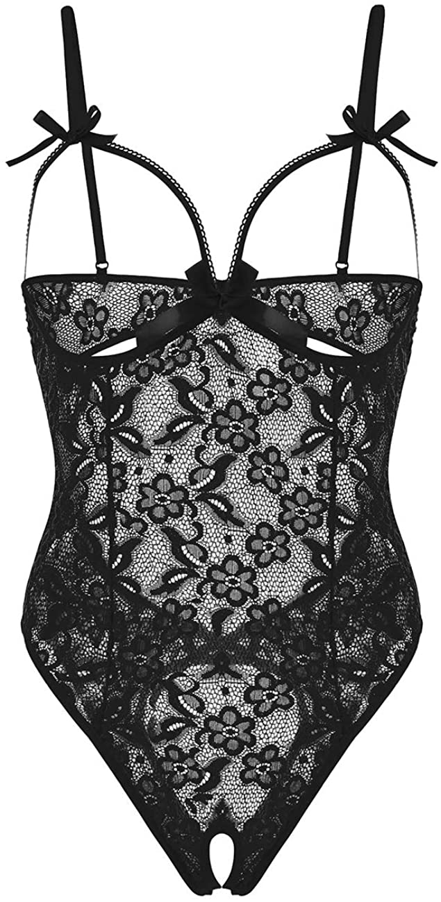 Price:$9.99 Lace Lingerie Set with Garter Belt Sexy Bodysuit One Piece Babydoll Deep V Mini Bodysuit Wireless Bralette at Amazon Women’s Clothing store