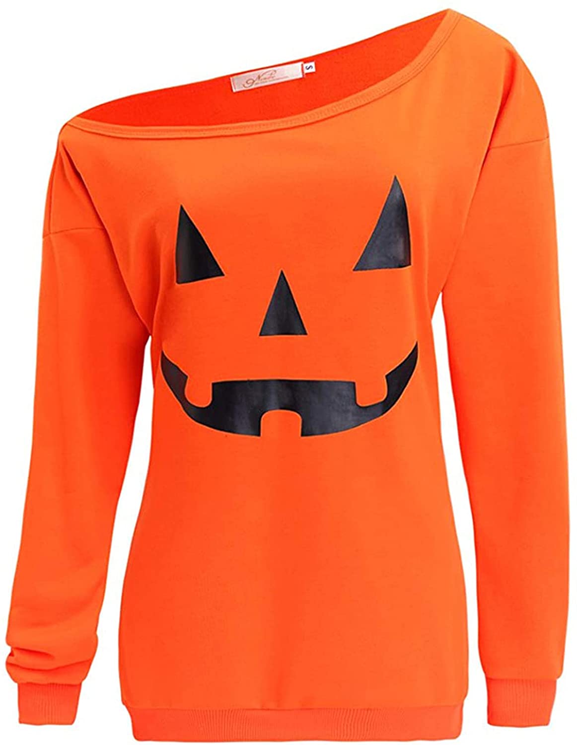 Price:$18.99 Women Halloween Off Shoulder Sweatshirt Slouchy Shirt Pumpkin Long Sleeve Pullover Tops : Clothing, Shoes & Jewelry