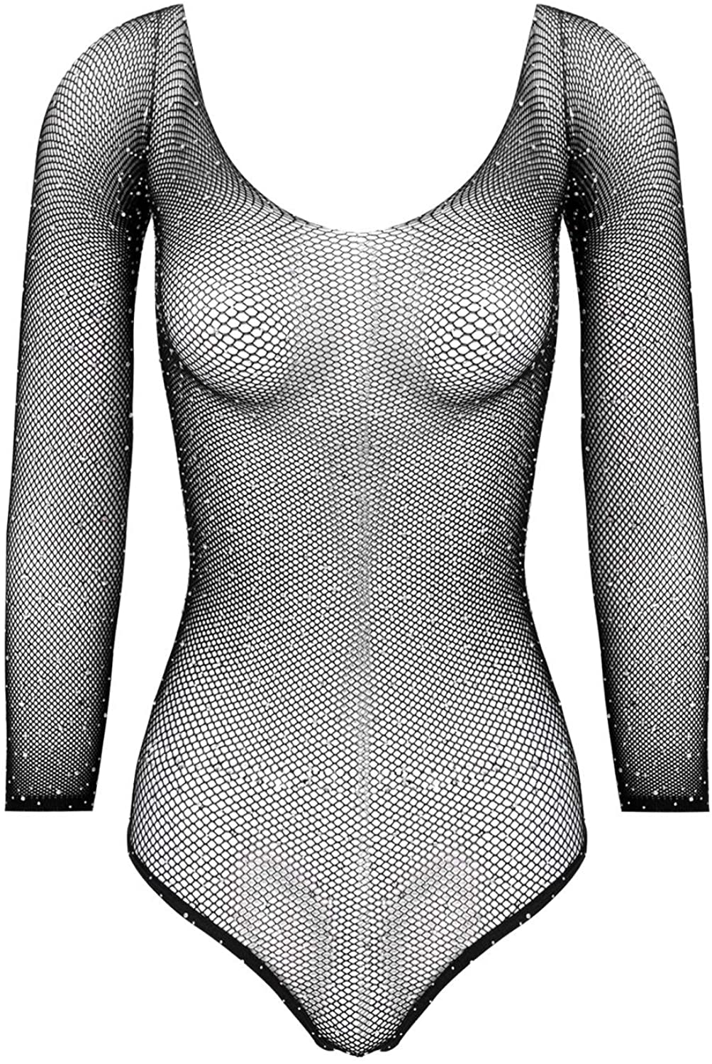 Price:$19.65 Women's Shiny Rhinestone Fishnet Openwork Lingeire Bodysuit Babydoll Leotard Romper Jumpsuit Black OneSize: Clothing, Shoes & Jewelry