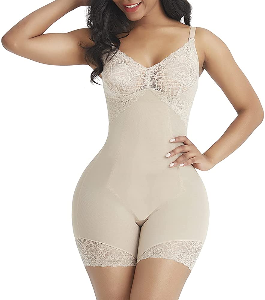 Price:$39.99 Shapewear for Women Lace Tummy Control Butt Lifter Bodysuit Seamless Plus Size Full Body Shaper at Amazon Women’s Clothing store
