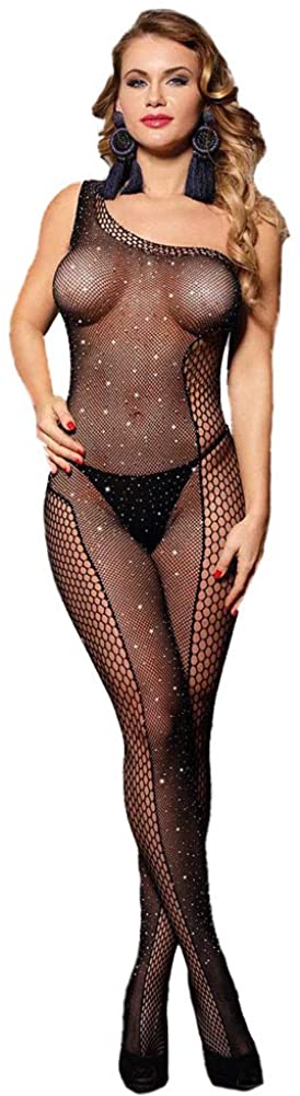 Price:$15.99 Size Women's Black Lace Fishnet Bodystocking Curvy Lines Lingerie: Clothing, Shoes & Jewelry