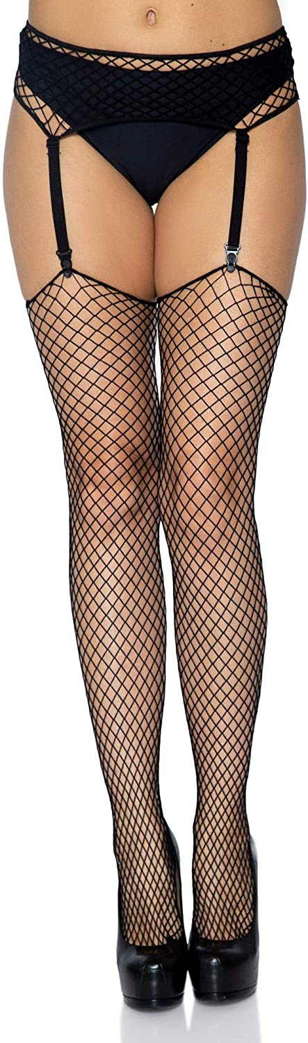 Price:$14.99 Avenue Women's Crotchless Fleur de Lace Tights, Black Industrial Net, O/S: Industrial Net Garter Belt: Clothing, Shoes & Jewelry