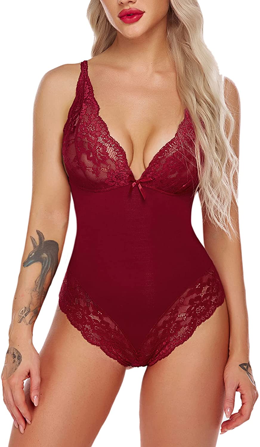 Price:$16.99 Women Lingerie Bodysuit Snap Crotch Teddy One Piece Babydoll at Amazon Women’s Clothing store