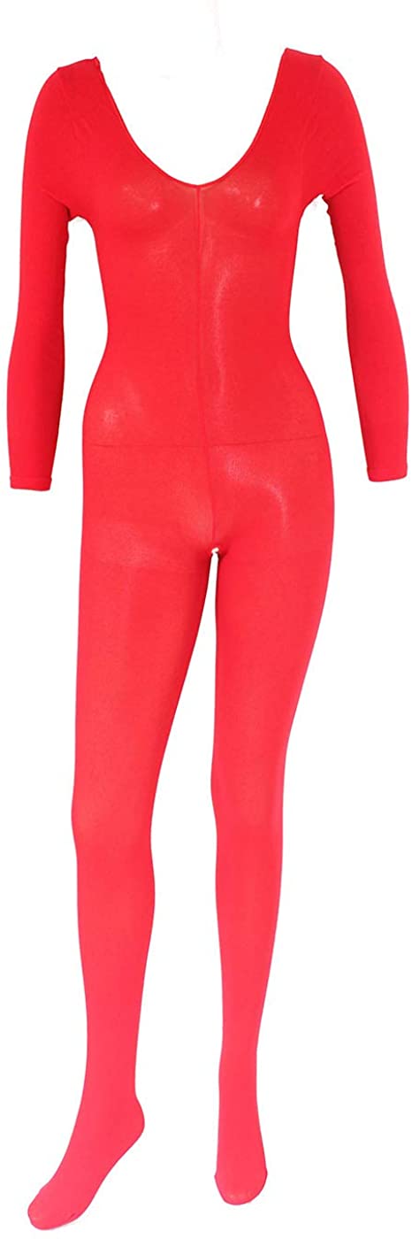 Price:$15.99 One Piece Long-Sleeve Bodysuit, Opaque Deep V Babydoll Bodysuit Lingerie, Bright Red, One Size: Clothing, Shoes & Jewelry