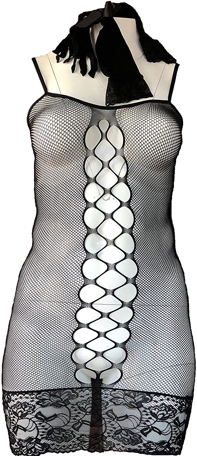 Price:$15.98 Legs Lace-Up Fishnet Lace Trim Bodystocking Dress Matching Gloves, 818JT182Q, Queen: Casual Socks: Clothing, Shoes & Jewelry