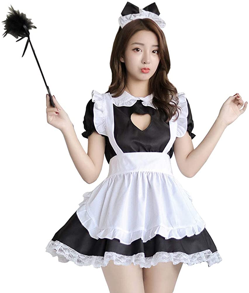 Price:$15.99 Women's Sexy Maid Cosplay Lingerie Set Keyhole Nightwear Babydoll Nightdress Cute (7065Black): Clothing, Shoes & Jewelry
