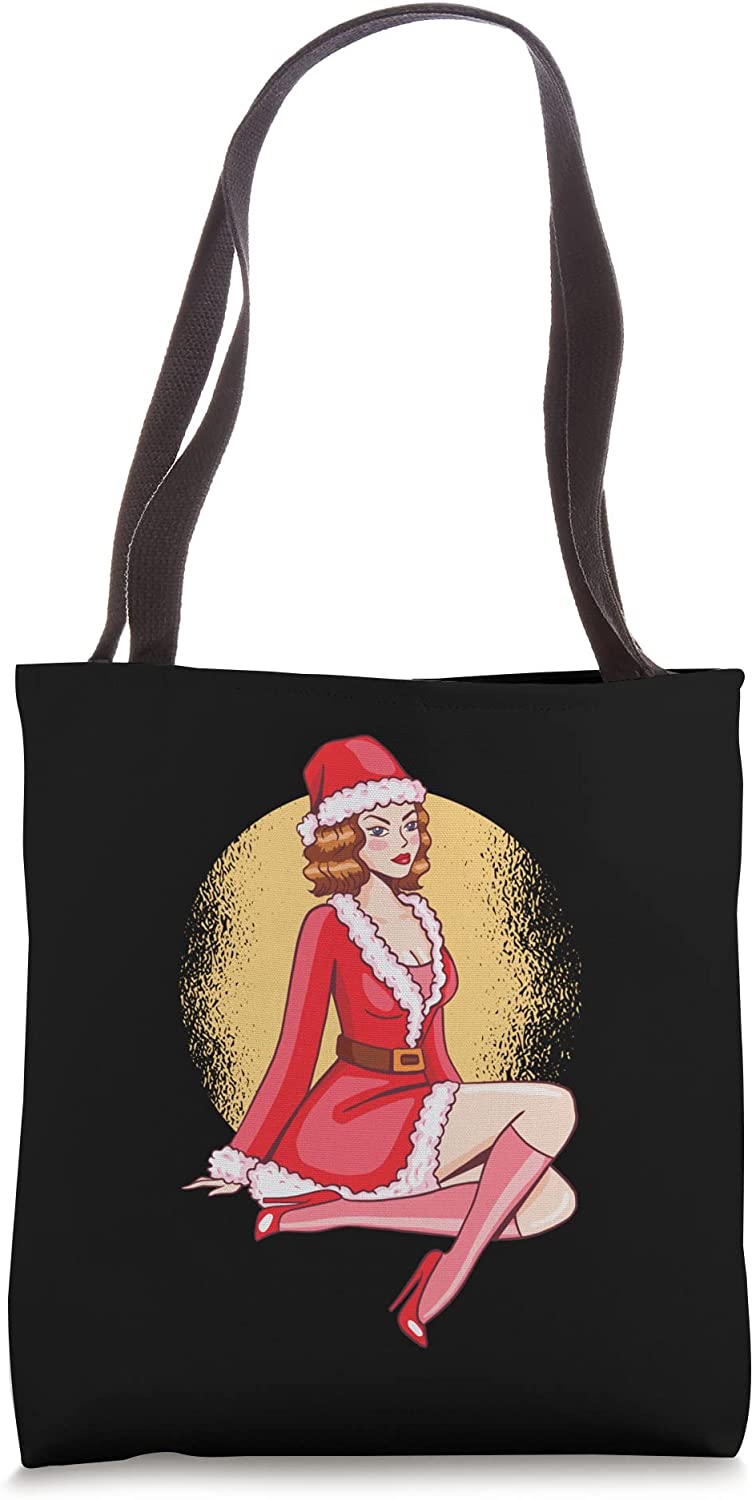 Price:$18.99 Pin Up Girl Lady Santa Claus Costume High Heels Tote Bag : Clothing, Shoes & Jewelry